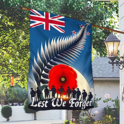 Memorial Day New Zealand Anzac Day Lest We Forget Veteran Flag TPT1567F - Flagwix