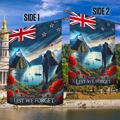 Memorial Day Lest We Forget, Anzac Day Poppy Flower Veteran New Zealand Flag TPT1569F - Flagwix
