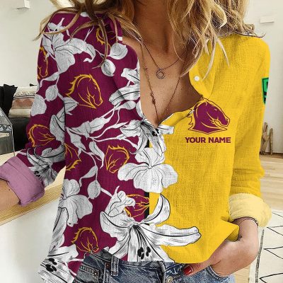 Brisbane Broncos Women's Casual Shirt Personalized Gift For Fans v3 Brisbane Broncos Women's Casual Shirt Personalized Gift For Fans v3