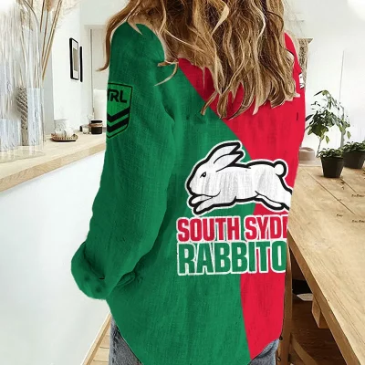 South Sydney Rabbitohs Women's Casual Shirt Personalized Gift For Fans v2