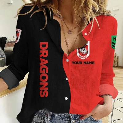 St. George Illawarra Dragons Women's Casual Shirt Personalized Gift For Fans v2