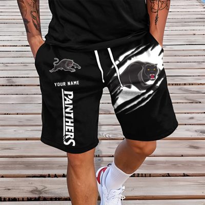 NRL New Style Men Black Short Pants Custom Any Name Gifts For Fans