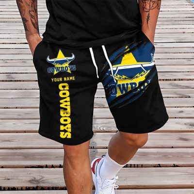 NRL New Style Men Black Short Pants Custom Any Name Gifts For Fans