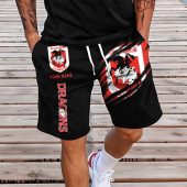 NRL New Style Men Black Short Pants Custom Any Name Gifts For Fans