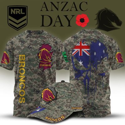 NRL x Anzac Day Personalized T Shirt & Cap For Fan - Limited Edition