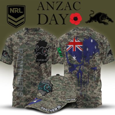 NRL x Anzac Day Personalized T Shirt & Cap For Fan - Limited Edition