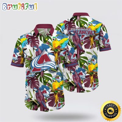 NHL Colorado Avalanche Hawaiian Shirt Tropical Parrot Pattern Summer Hawaiian Shirt