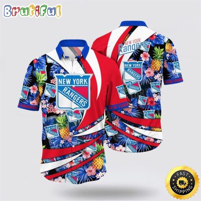 NHL New York Rangers Hawaiian Shirt With Tropical Pineapple Summer Hawaiian Shirt