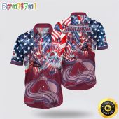 NHL Colorado Avalanche Hawaiian Shirt With American Independence Day Pattern Summer Hawaiian Shirt