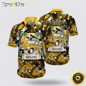 NHL Boston Bruins Hawaiian Shirt Tropical Forest Motif Car Traveling Summer Hawaiian Shirt