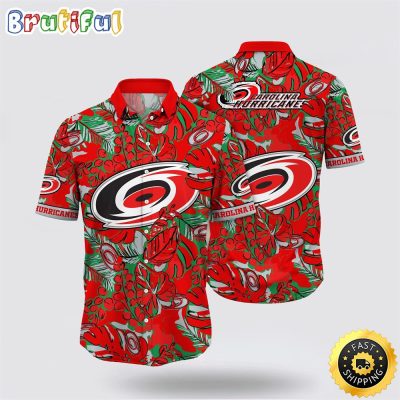NHL Carolina Hurricanes Hawaiian Shirt Tropical Leaf Pattern Summer Hawaiian Shirt