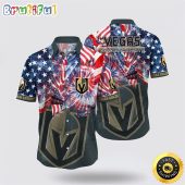 NHL Vegas Golden Knights Hawaiian Shirt With American Independence Day Pattern Summer Hawaiian Shirt