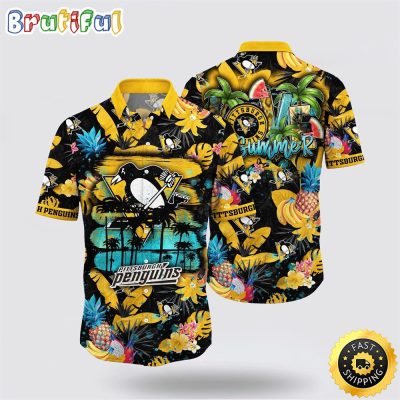 NHL Pittsburgh Penguins Hawaiian Shirt With Tropical Fruits Summer Hawaiian Shirt
