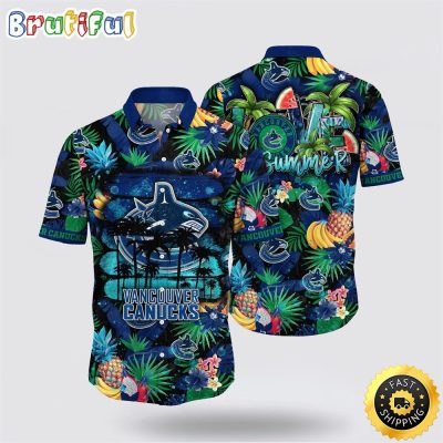 NHL Vancouver Canucks Hawaiian Shirt With Tropical Fruits Summer Hawaiian Shirt