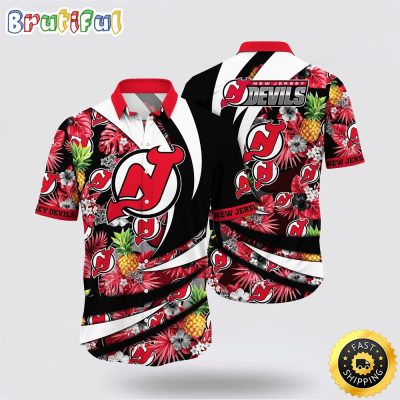 NHL New Jersey Devils Hawaiian Shirt With Tropical Pineapple Summer Hawaiian Shirt