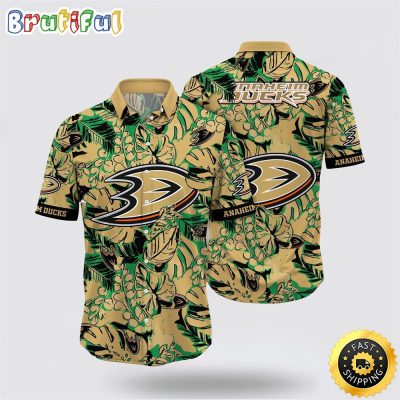 NHL Anaheim Ducks Hawaiian Shirt Tropical Leaf Pattern Summer Hawaiian Shirt