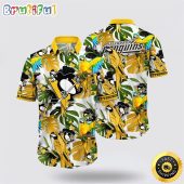 NHL Pittsburgh Penguins Hawaiian Shirt Tropical Parrot Pattern Summer Hawaiian Shirt