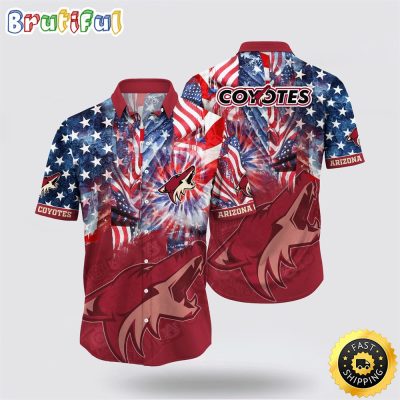 NHL Arizona Coyotes Hawaiian Shirt With American Independence Day Pattern Summer Hawaiian Shirt