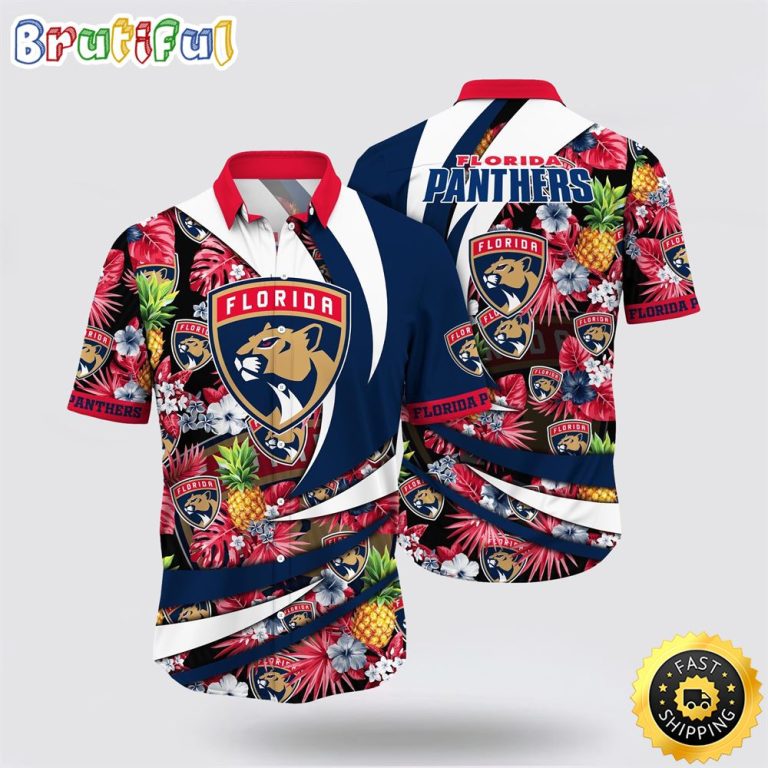 NHL Florida Panthers Hawaiian Shirt With Tropical Pineapple Summer Hawaiian Shirt