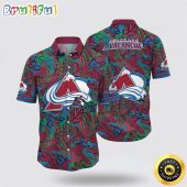 NHL Colorado Avalanche Hawaiian Shirt Tropical Leaf Pattern Summer Hawaiian Shirt