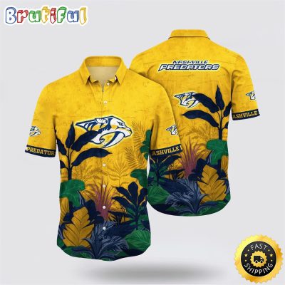 NHL Nashville Predators Hawaiian Shirt Tropical Forest Motifs Summer Hawaiian Shirt