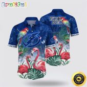 NHL Tampa Bay Lightning Hawaiian Shirt Tropical Parrot And Flamingo Motifs Summer Hawaiian Shirt