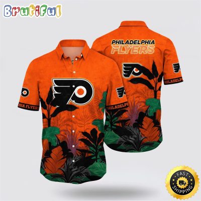 NHL Philadelphia Flyers Hawaiian Shirt Tropical Forest Motifs Summer Hawaiian Shirt