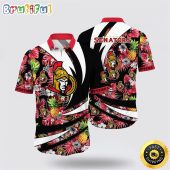 NHL Ottawa Senators Hawaiian Shirt With Tropical Pineapple Summer Hawaiian Shirt