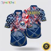 NHL Buffalo Sabres Hawaiian Shirt With American Independence Day Pattern Summer Hawaiian Shirt