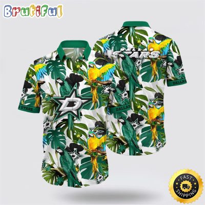 NHL Dallas Stars Hawaiian Shirt Tropical Parrot Pattern Summer Hawaiian Shirt