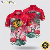 NHL Chicago Blackhawks Hawaiian Shirt Tropical Parrot And Flamingo Motifs Summer Hawaiian Shirt