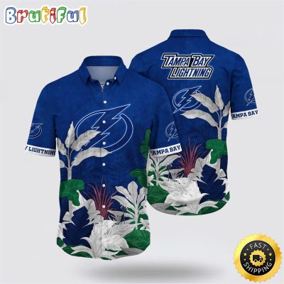 NHL Tampa Bay Lightning Hawaiian Shirt Tropical Forest Motifs Summer Hawaiian Shirt