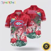 NHL Montreal Canadiens Hawaiian Shirt Tropical Parrot And Flamingo Motifs Summer Hawaiian Shirt