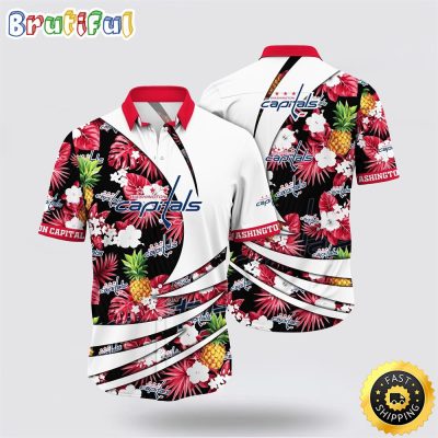 NHL Washington Capitals Hawaiian Shirt With Tropical Pineapple Summer Hawaiian Shirt