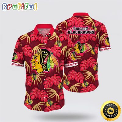 NHL Chicago Blackhawks Hawaiian Shirt Tropical Motifs Summer Hawaiian Shirt
