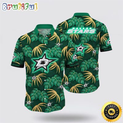 NHL Dallas Stars Hawaiian Shirt Tropical Motifs Summer Hawaiian Shirt