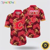 NHL Calgary Flames Hawaiian Shirt Tropical Motifs Summer Hawaiian Shirt