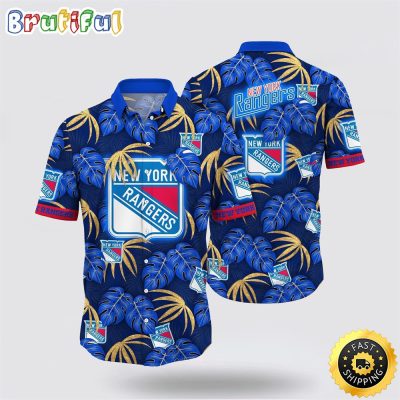 NHL New York Rangers Hawaiian Shirt Tropical Motifs Summer Hawaiian Shirt