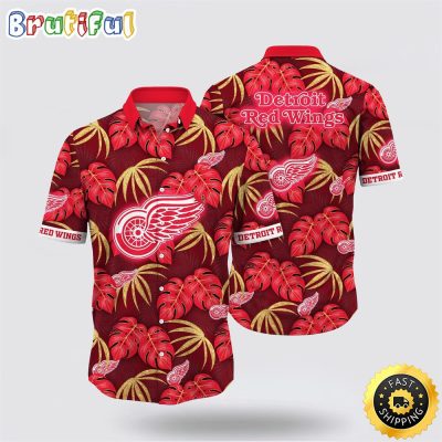 NHL Detroit Red Wings Hawaiian Shirt Tropical Motifs Summer Hawaiian Shirt