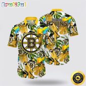 NHL Boston Bruins Hawaiian Shirt Tropical Parrot Pattern Summer Hawaiian Shirt