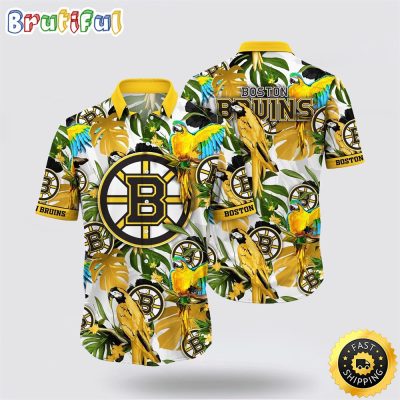 NHL Boston Bruins Hawaiian Shirt Tropical Parrot Pattern Summer Hawaiian Shirt