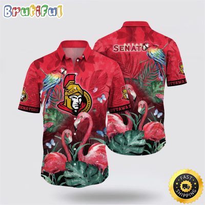 NHL Ottawa Senators Hawaiian Shirt Tropical Parrot And Flamingo Motifs Summer Hawaiian Shirt