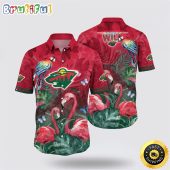 NHL Minnesota Wild Hawaiian Shirt Tropical Parrot And Flamingo Motifs Summer Hawaiian Shirt