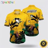 NHL Pittsburgh Penguins Hawaiian Shirt Tropical Forest Motifs Summer Hawaiian Shirt