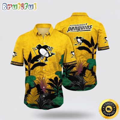 NHL Pittsburgh Penguins Hawaiian Shirt Tropical Forest Motifs Summer Hawaiian Shirt