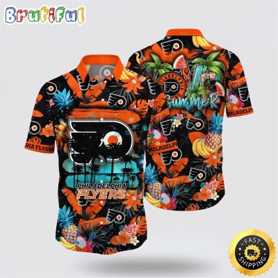 NHL Philadelphia Flyers Hawaiian Shirt With Tropical Fruits Summer Hawaiian Shirt