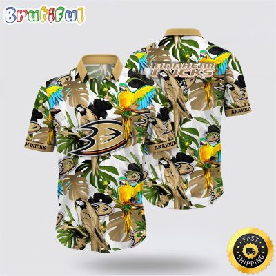 NHL Anaheim Ducks Hawaiian Shirt Tropical Parrot Pattern Summer Hawaiian Shirt