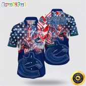 NHL Vancouver Canucks Hawaiian Shirt With American Independence Day Pattern Summer Hawaiian Shirt