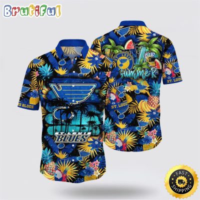 NHL St. Louis Blues Hawaiian Shirt With Tropical Fruits Summer Hawaiian Shirt