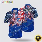 NHL St. Louis Blues Hawaiian Shirt With American Independence Day Pattern Summer Hawaiian Shirt